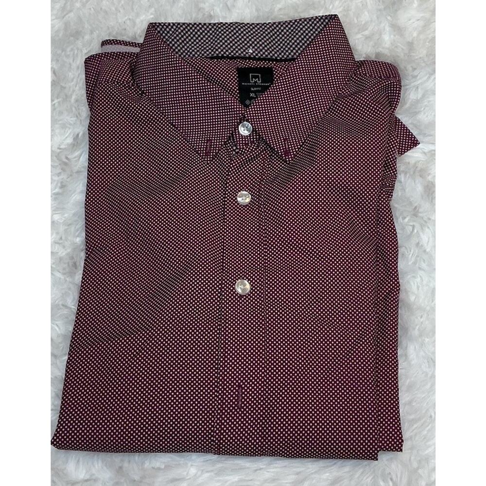 Michael Strahan Xl Burgundy Men’s Button Down Long Sleeved Shirt